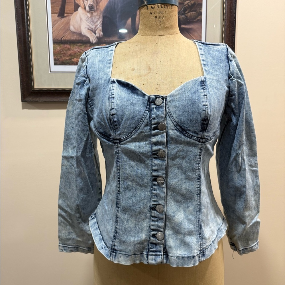 Thrill Jeans Button Down Long Sleeve Top